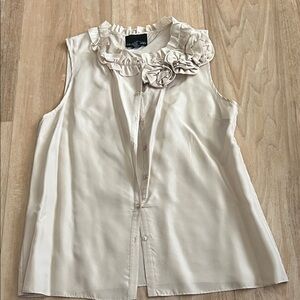 Cynthia Rowley Cream Ruffle Sleeveless Blouse